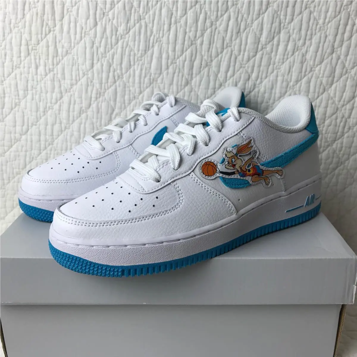 Nike shoes - Nike Air Force 1 GS - White/LT Blue Fury-White 5