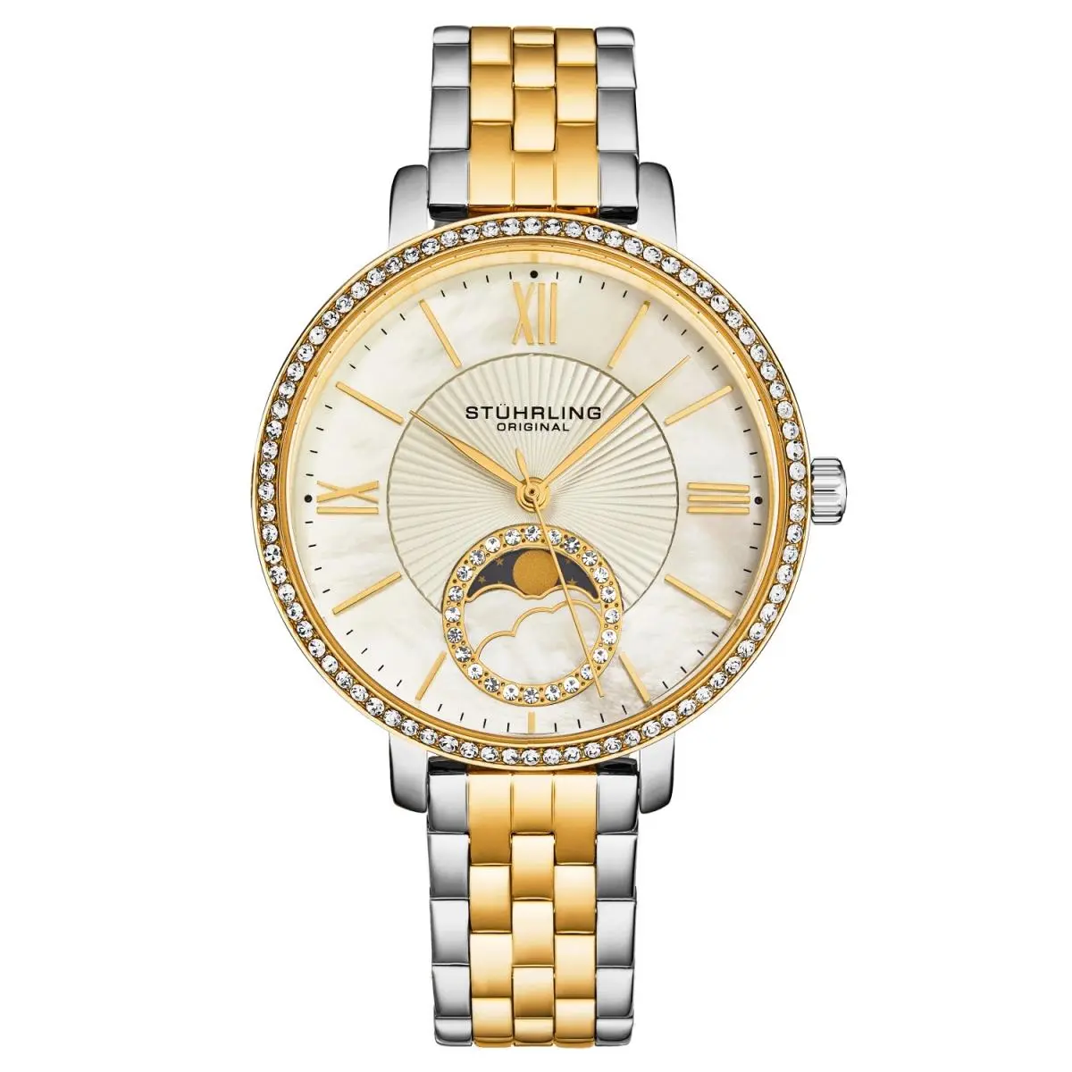 Stuhrling 4038 3 Stainless Steel Mother of Pearl Bracelet Womens Watch by Stührling