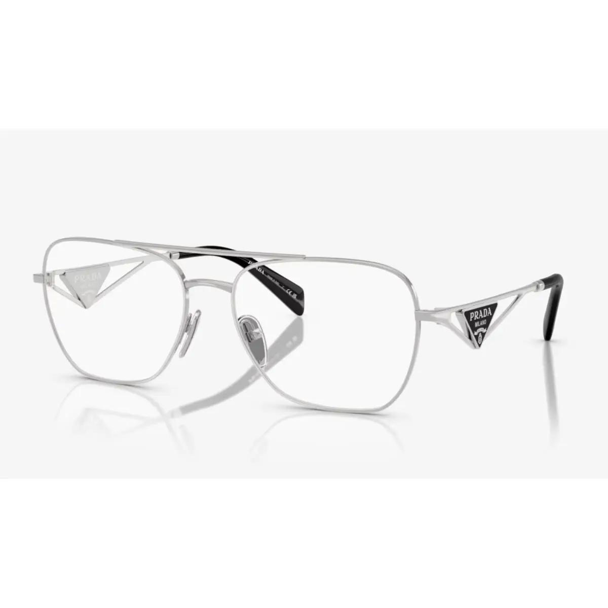 Prada Aviator Eyeglasses Vpr B50 1BC-1O1 59-17 140 Silver Black Frames
