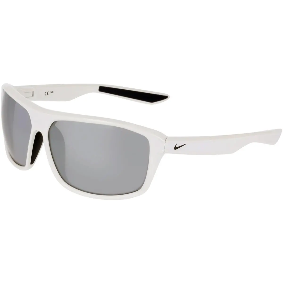 Nike Premier Stride Men`s Sport Wrap Sunglasses w/ Max Optics Lens - NKIB3286X - White/Chrome (100), Frame: Select Variation