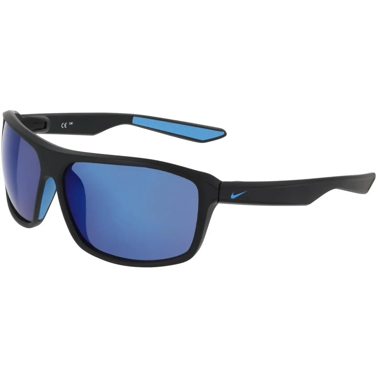 Premier Stride Men`s Sport Wrap Sunglasses w/ Max Optics Lens - NKIB3286X Matte Black/Blue (010) by Nike