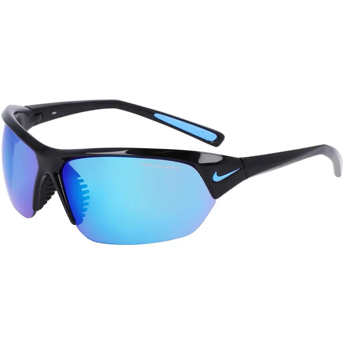 Skylon Ace Sport Wrap Sunglasses w/ Max Optics Mirror Lens - NKDV2163 Italy Black/Blue (011) by Nike