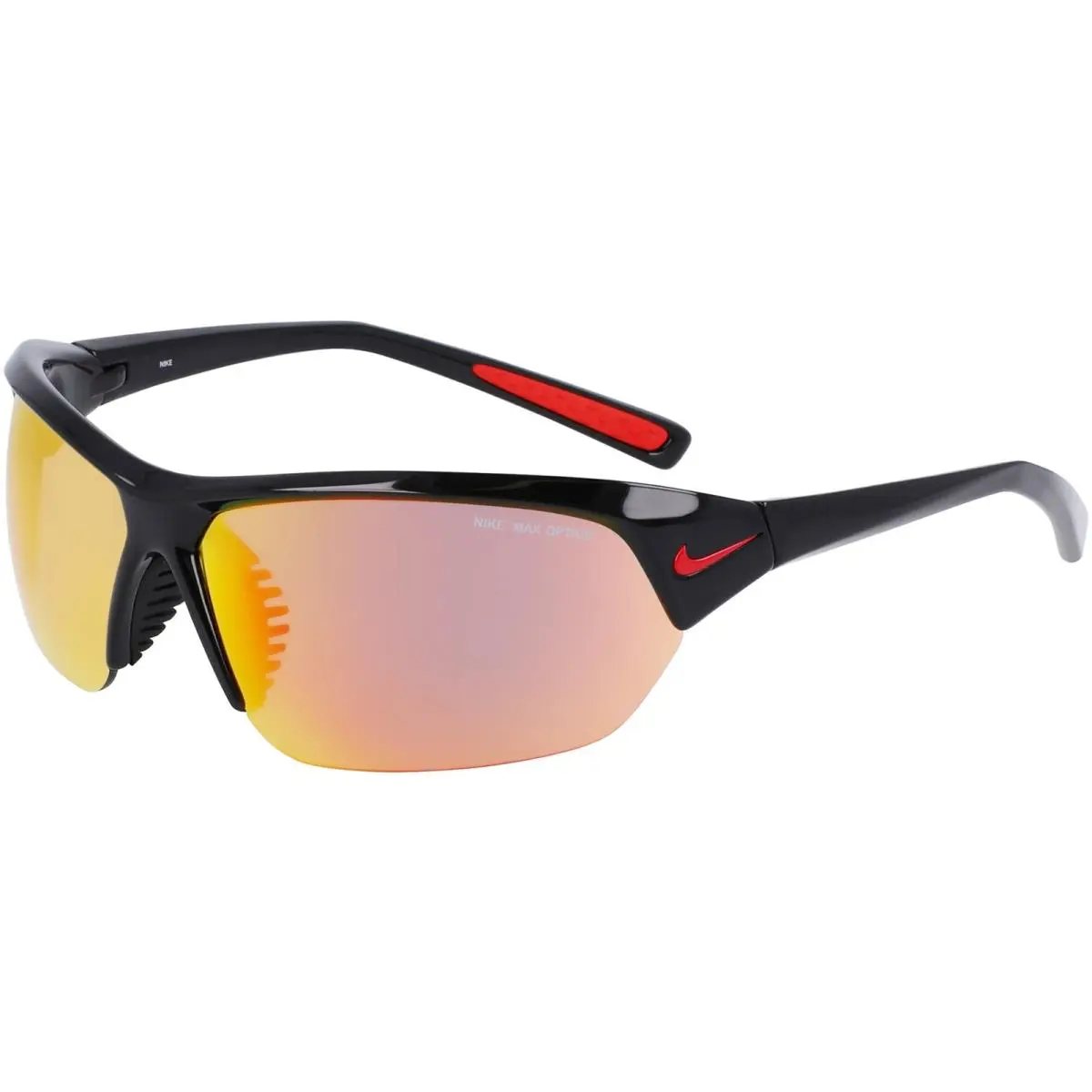 Skylon Ace Sport Wrap Sunglasses w/ Max Optics Mirror Lens - NKDV2163 Italy Black/Red (010) by Nike