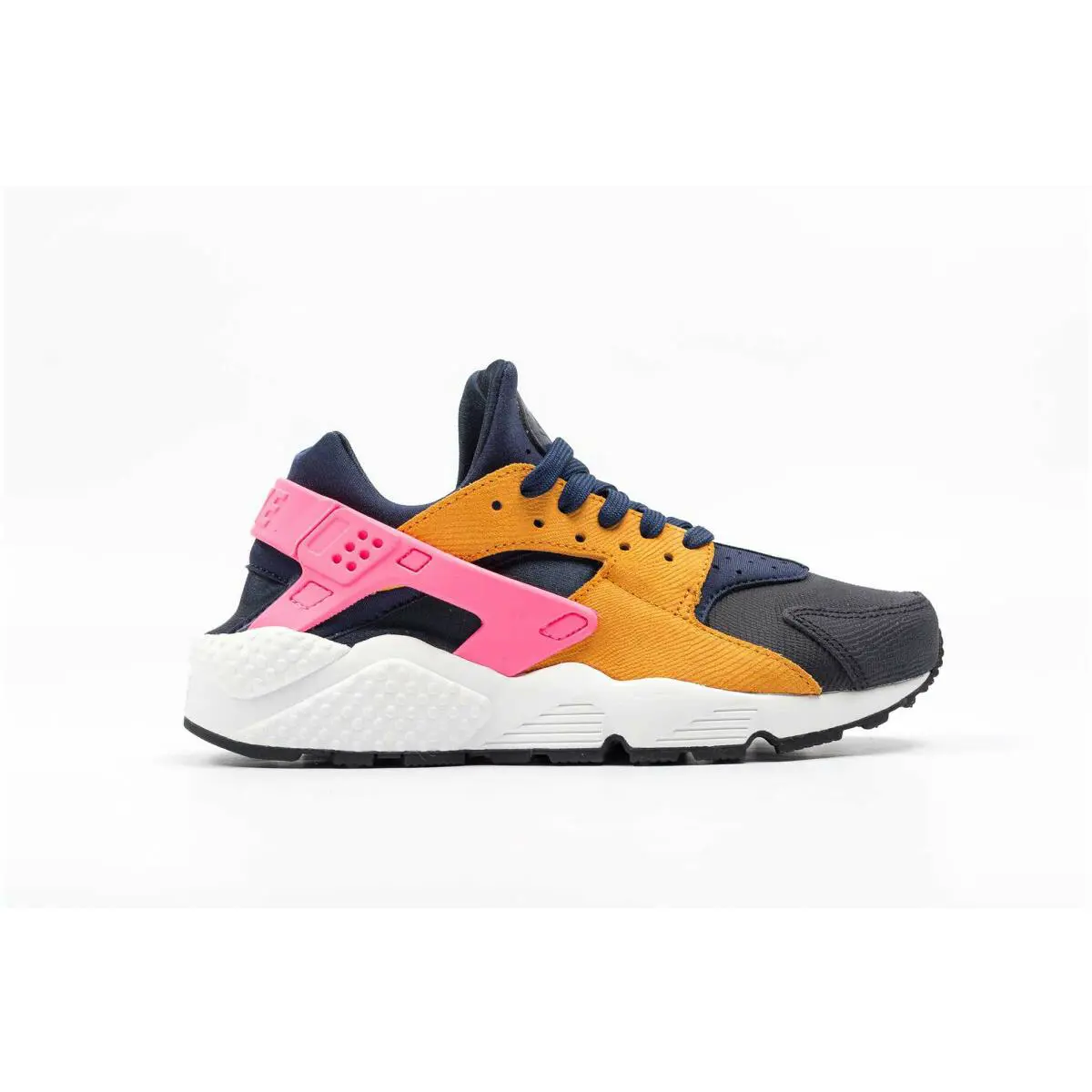 Women`s Nike Air Huarache Run Premium Light Weight Athletic Sneakers 683818 401 - Obsidian Black/Sunset/Digital Pink