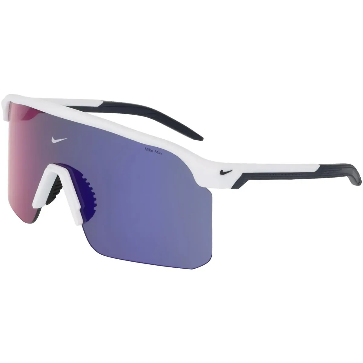 Expedition Shield Team Max+ Semi-rimless Sunglasses w/ Mirror Lens NKIH0899 White-Midnight Navy/Field Tint (101) by Nike