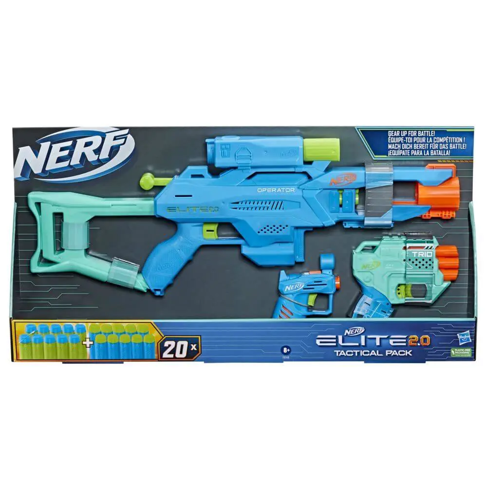 Nerf Elite 2.0 Tactical 3-Blaster Pack - Operator BD-2 Trio TD-3 Ace SD-1 Blas