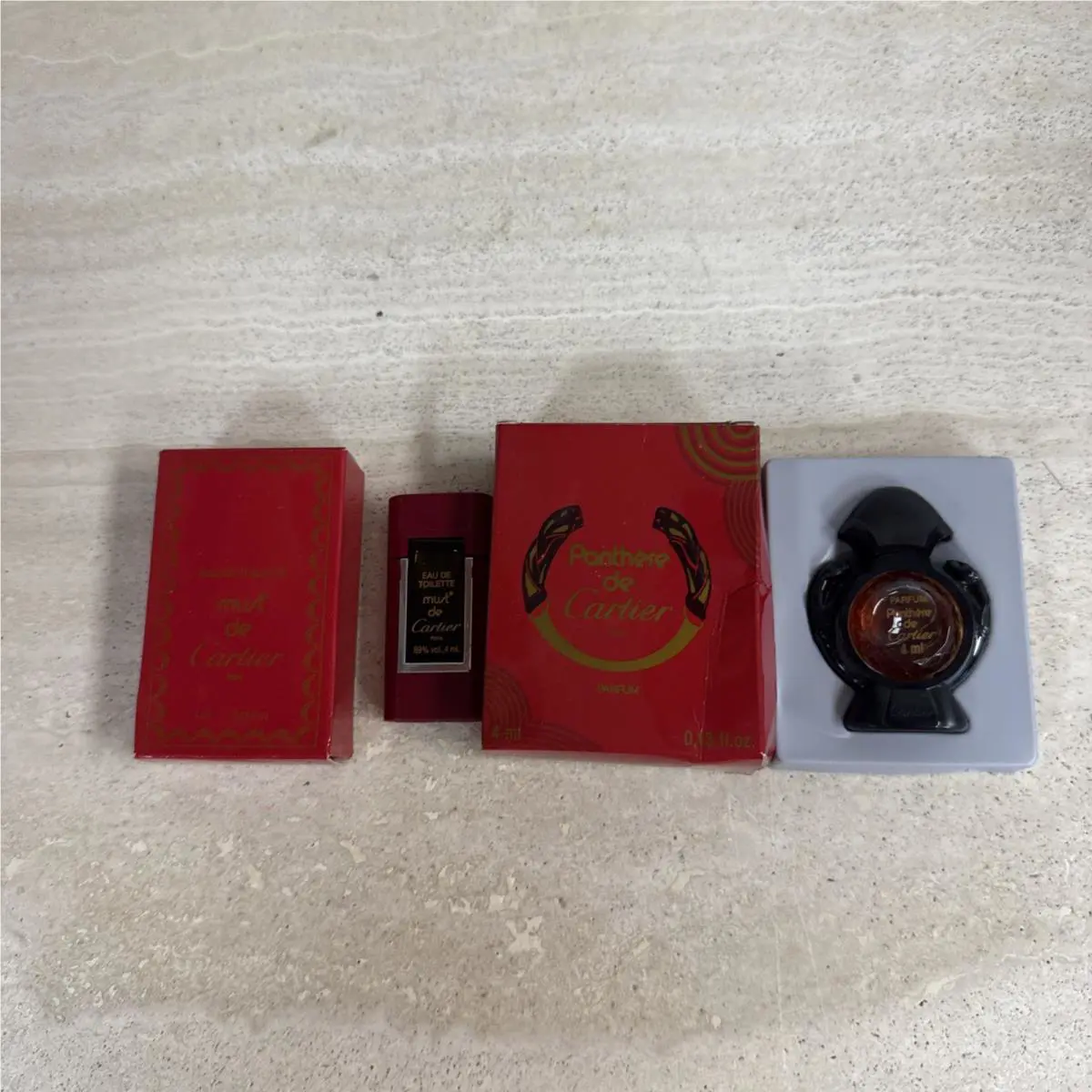 Vintage Mini Cartier Perfume Must De Cartier Panthere De Cartier .13oz Lot 2