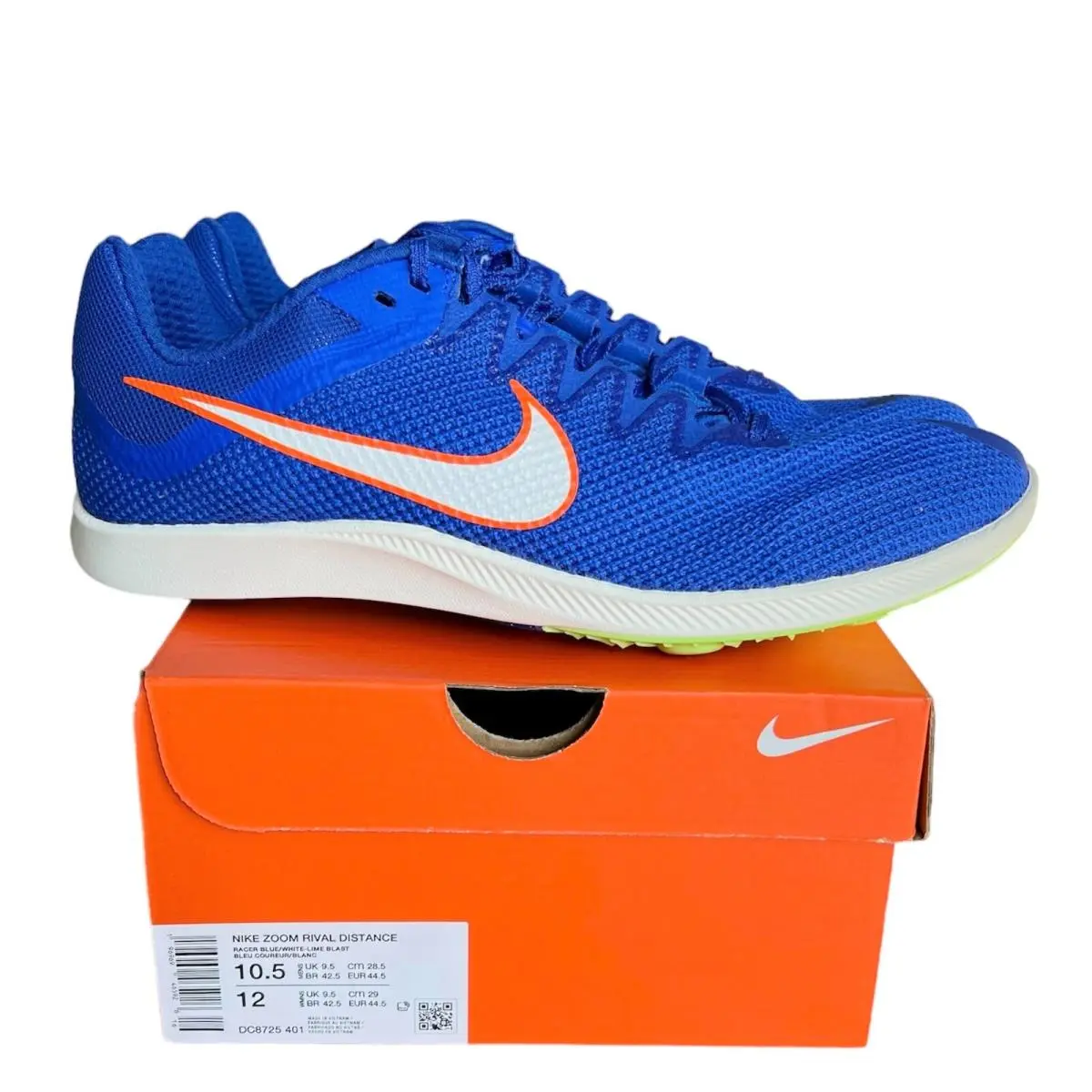 Nike Zoom Rival Distance Size 10.5 Men`s Track Spikes Blue/white DC8725-401