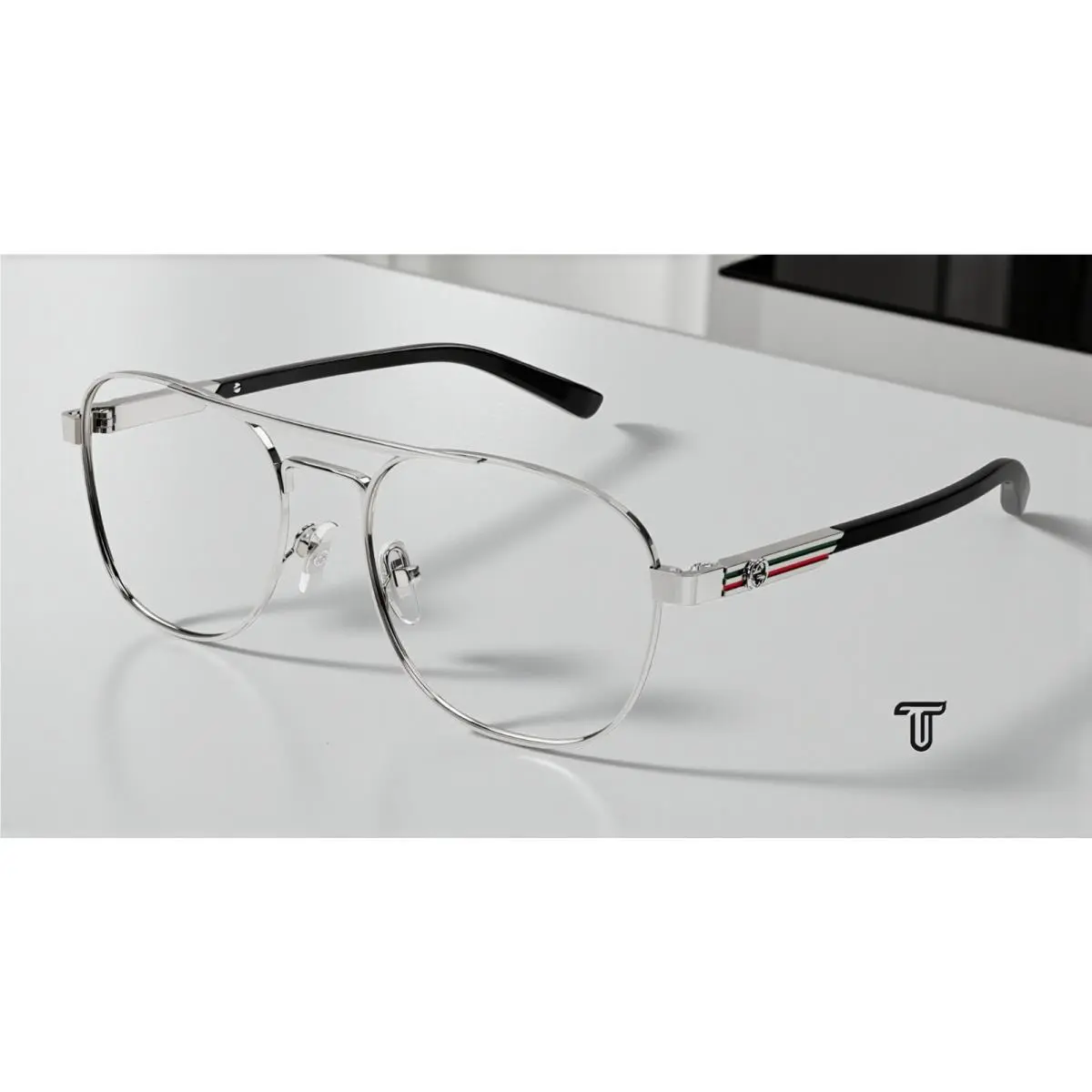 Gucci GG1290O 001 Round Oval Panthos Metal Ruthenium Black 54mm Mens Eyeglasses