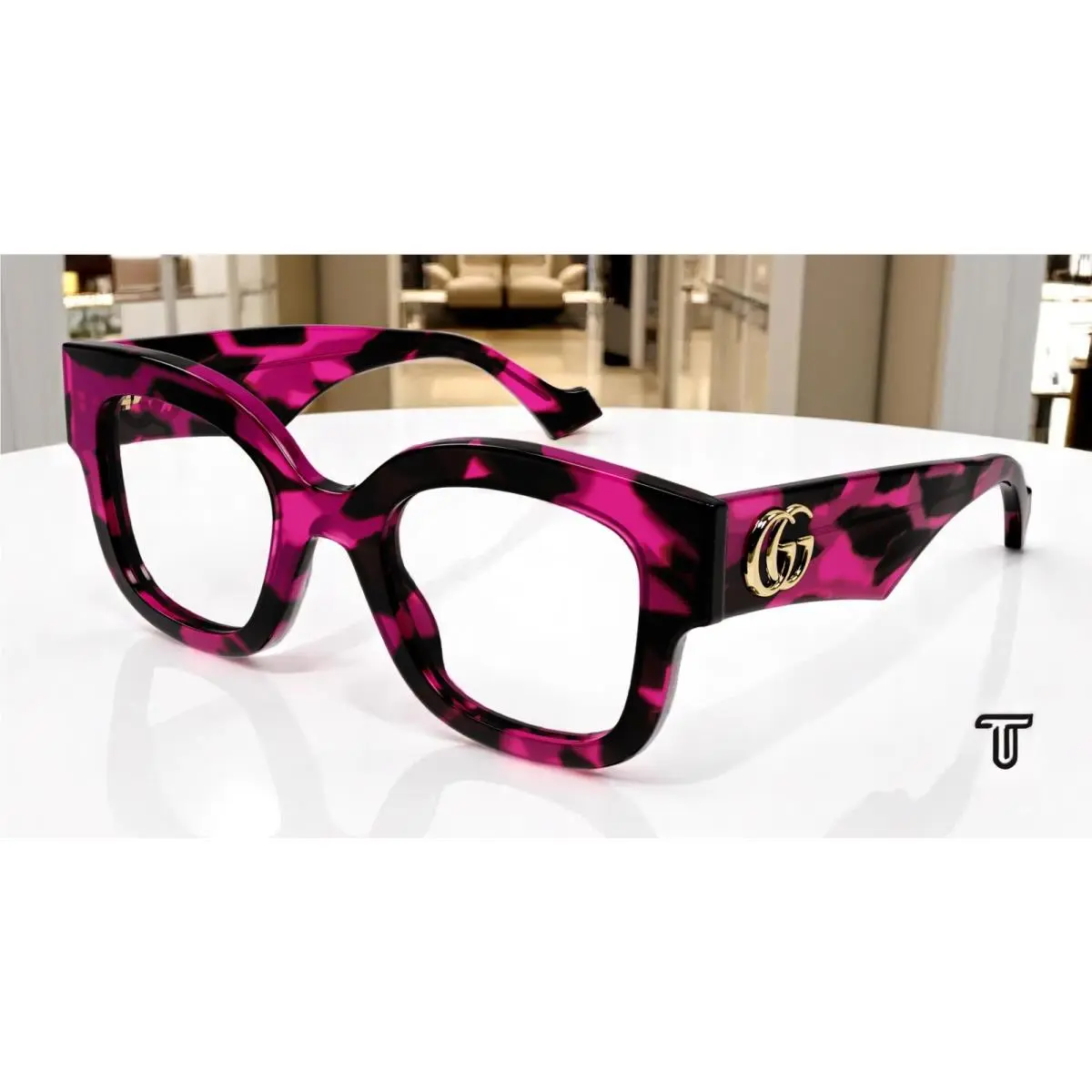 GG1423O 003 Emblem Havana Demo Lens 50 mm Women`s Sunglasses by Gucci