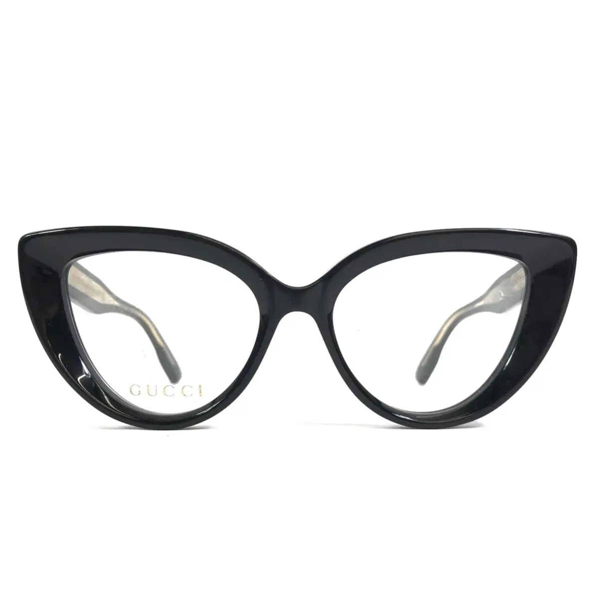 Gucci Eyeglasses Frames GG1530O 001 Shiny Black Gold Cat Eye Full Rim 52-17-145