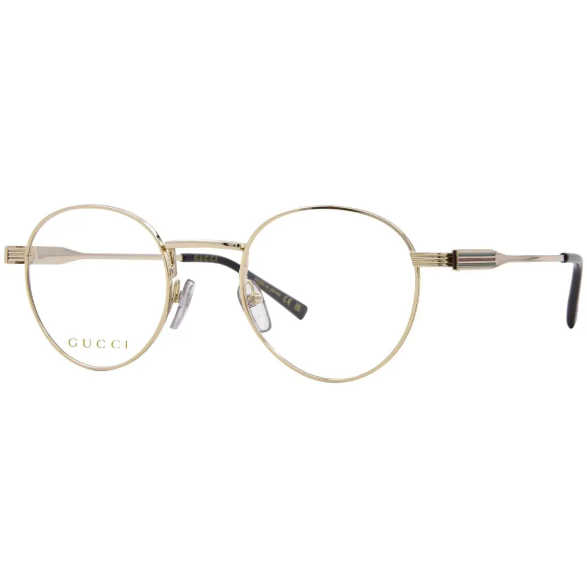 Gucci GG1877O 001 Eyeglasses Men`s Gold Full Rim Oval Shape 48mm
