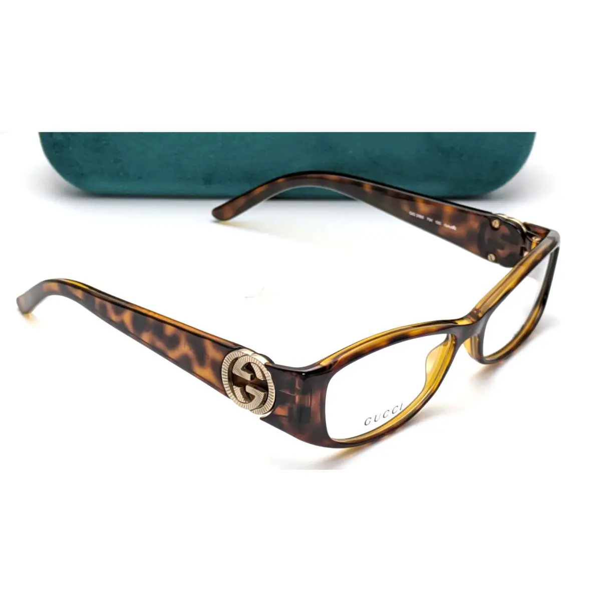 Gucci GG3186 791 Rectangle Gold Tortoise Unisex Eyeglasses 52mm