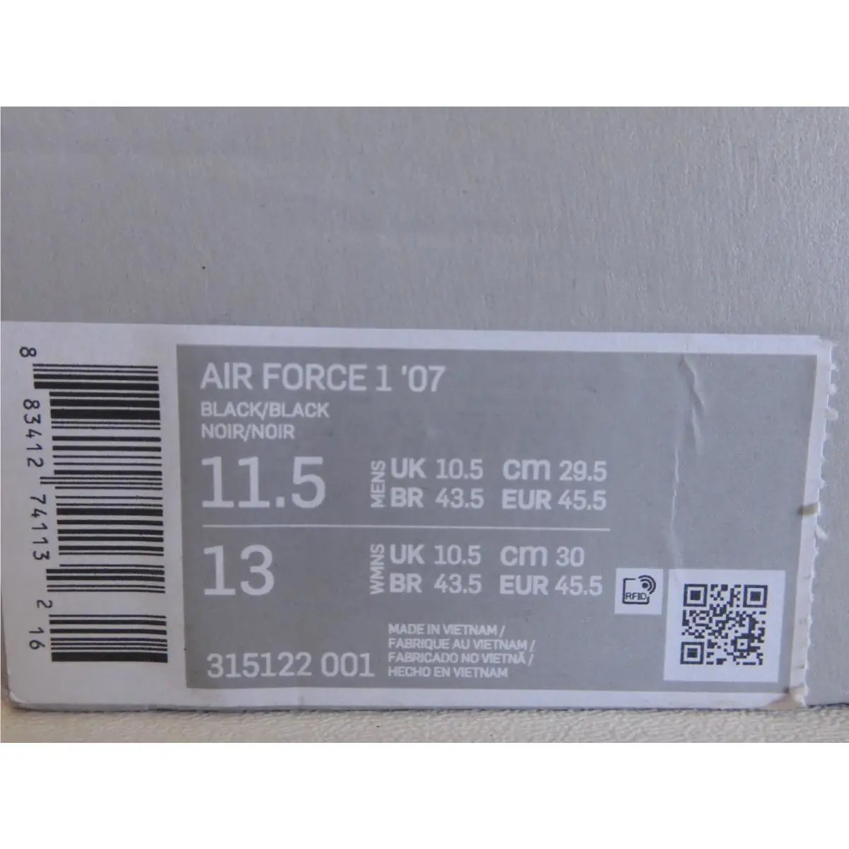Nike shoes - Nike Air Force 1 `07 - 315122-001 - Black (UPC: 883412741132) 3