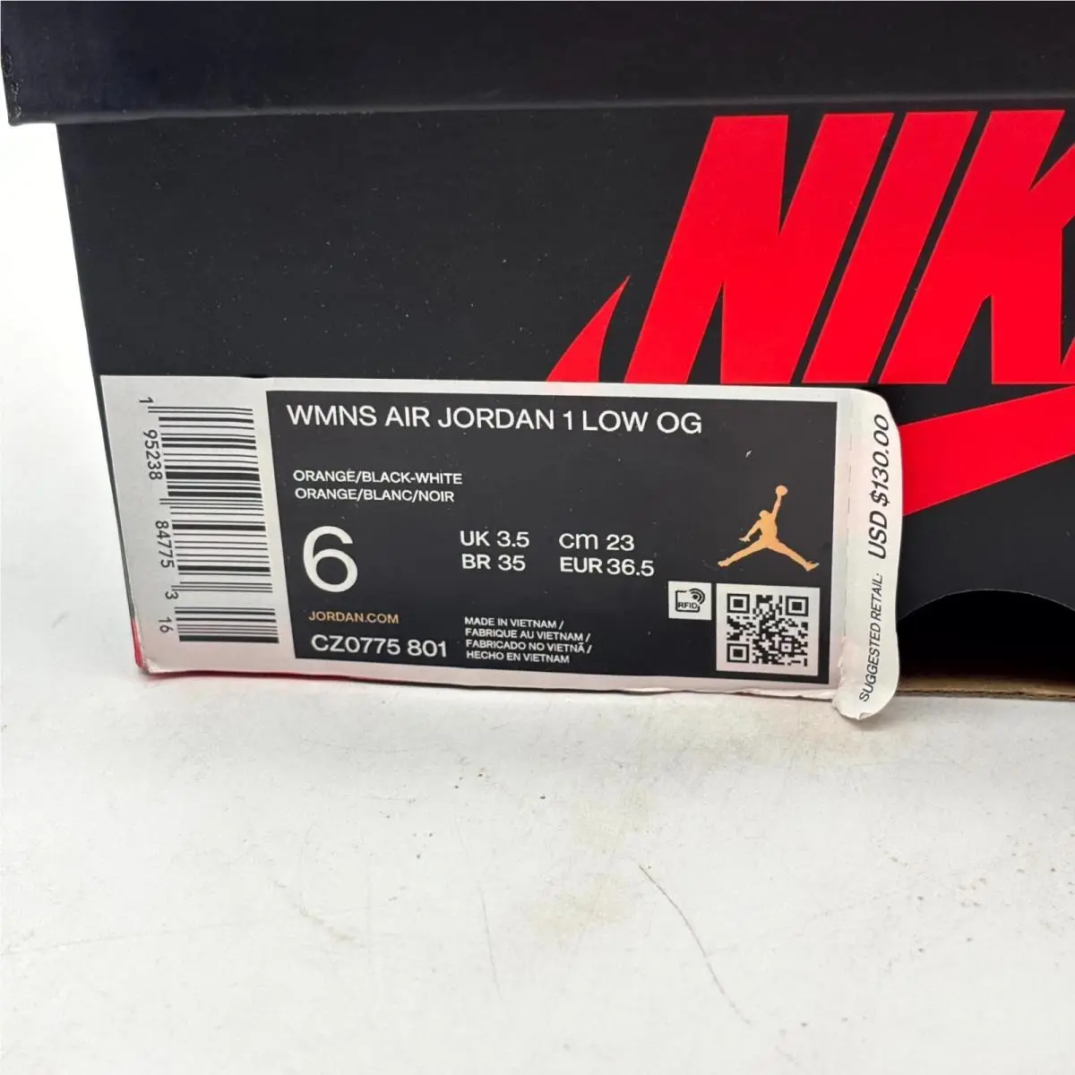 Nike shoes - Nike Air Jordan 1 Low OG CZ0775-801 - CZ0775801 - Starfish White Black (UPC: 195238847753) 8
