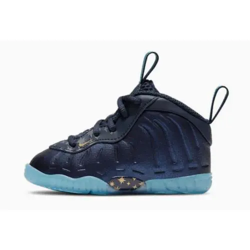 Nike Little Posite One TD `gold Stars` Blue CZ6549-400 Toddler Size 8c - Blue