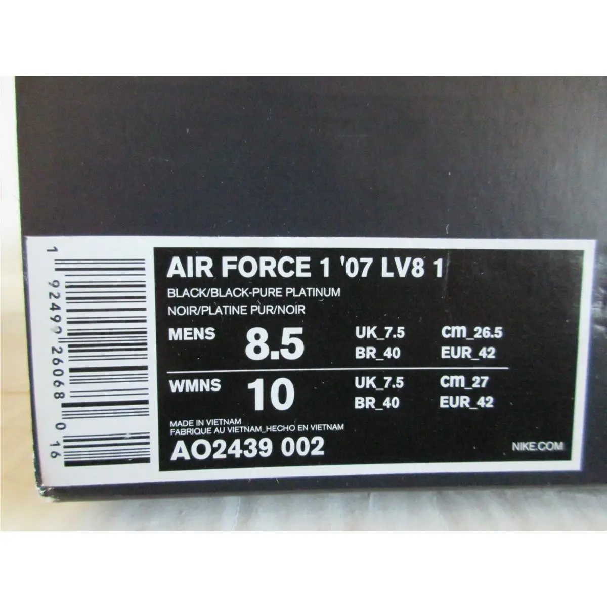 Nike shoes - Nike Air Force 1 `07 LV8 - AO2439-002 - Black (UPC: 192499260680) 3