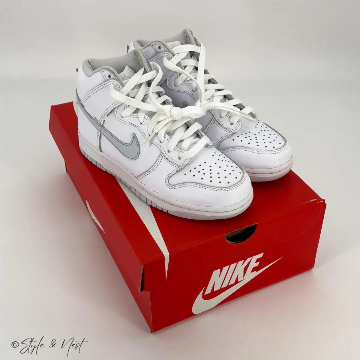 Nike Dunk High Pure Platinum Sneakers Mens 5 Womens 7 Grey White