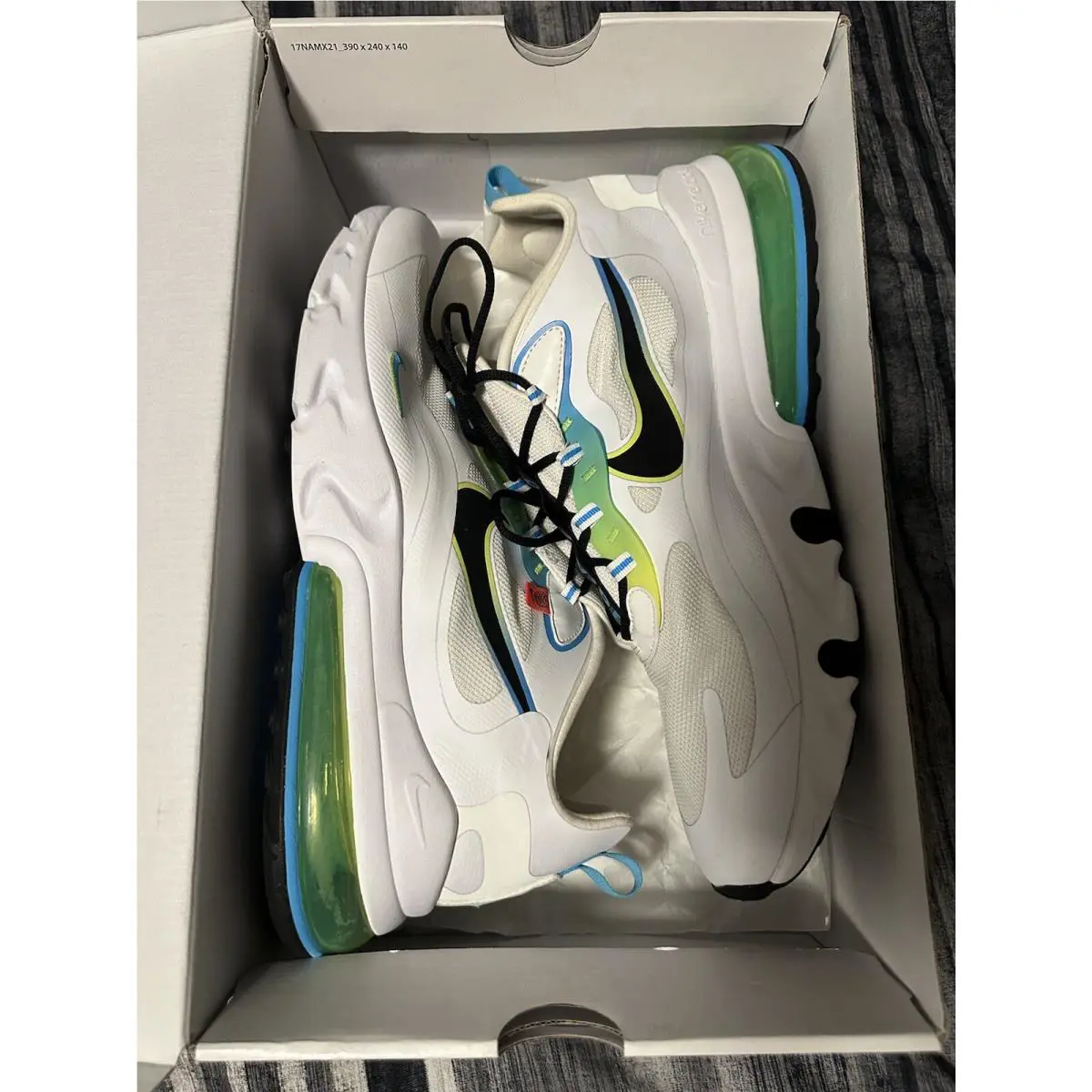 Nike shoes - Nike Air Max 270 React - CK6457-100 - White, Manufacturer: White/Blue Fury/Volt/Black 9
