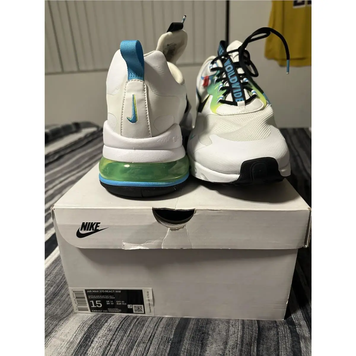 Nike shoes - Nike Air Max 270 React - CK6457-100 - White, Manufacturer: White/Blue Fury/Volt/Black 1