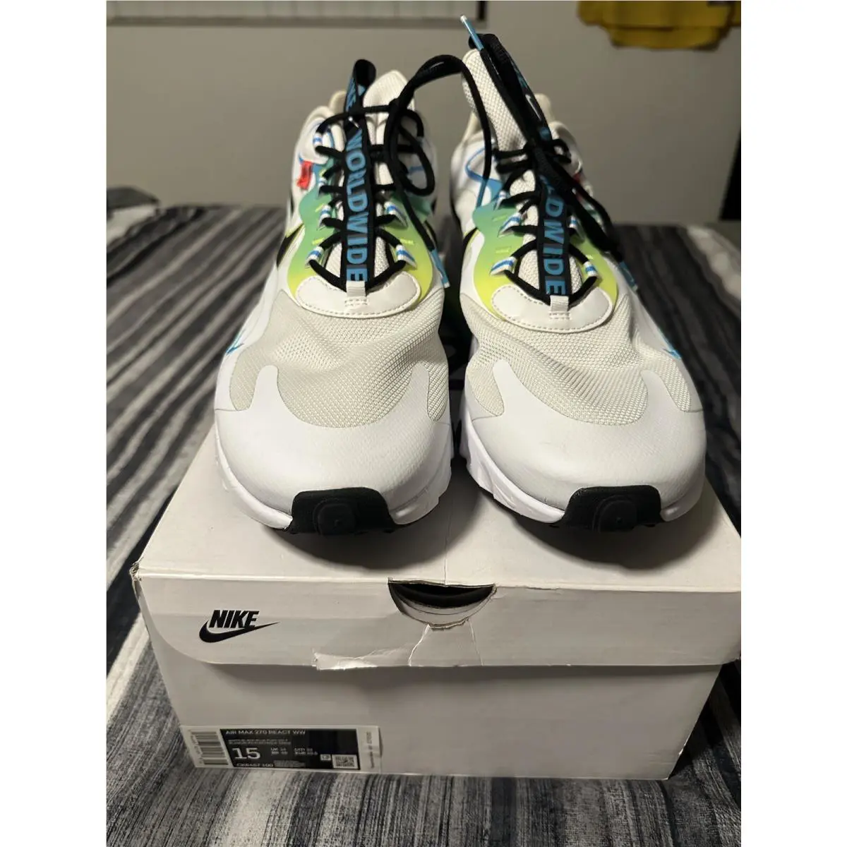 Nike shoes - Nike Air Max 270 React - CK6457-100 - White, Manufacturer: White/Blue Fury/Volt/Black 2