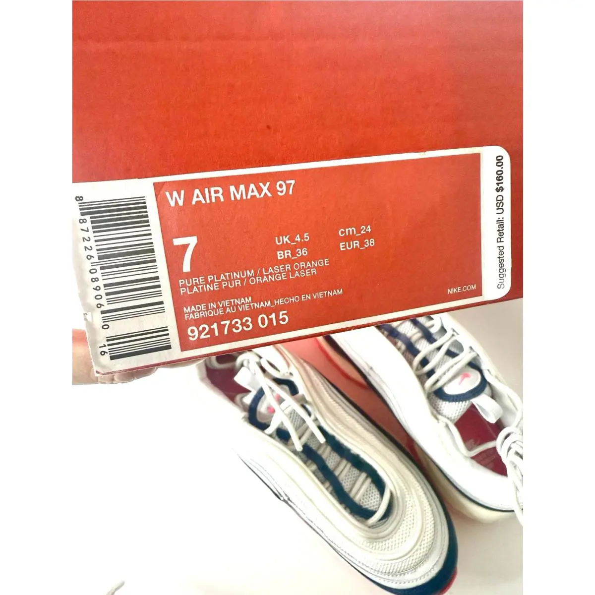 Nike shoes - Nike Air Max 97 - Air Max - 921733-015 - White, Manufacturer: Pure Platinum/Laser Orange-Midnight Navy-Racer Pink-Summit White 3