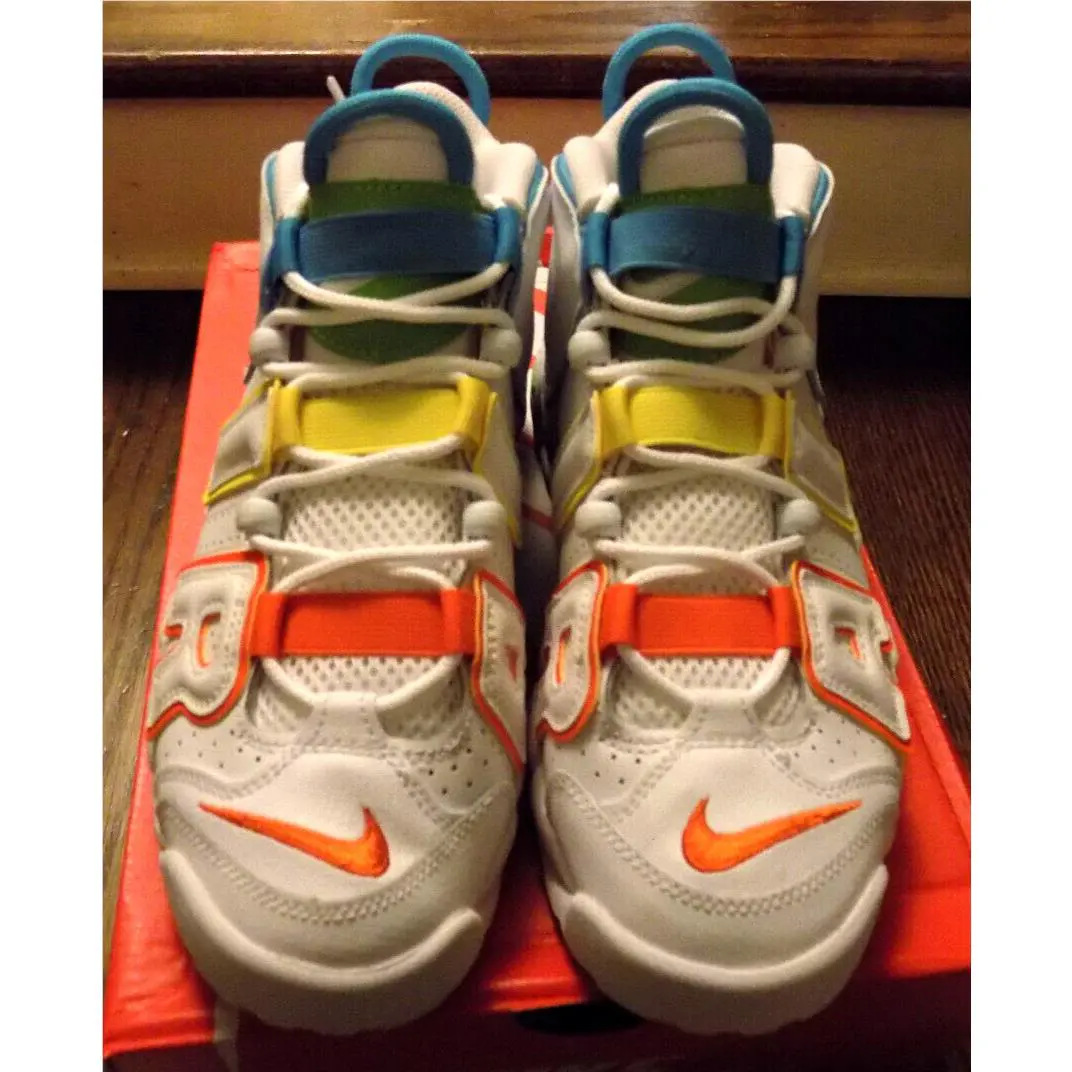 Nike shoes - Nike Air More Uptempo GS - white orange teal green yellow 0