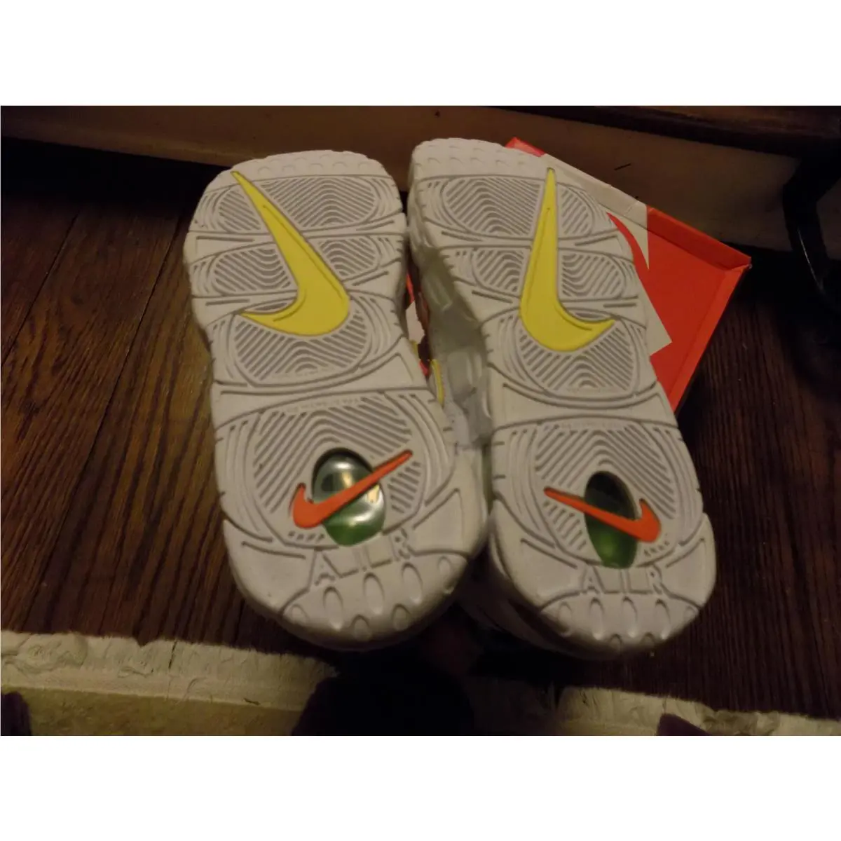 Nike shoes - Nike Air More Uptempo GS - white orange teal green yellow 3