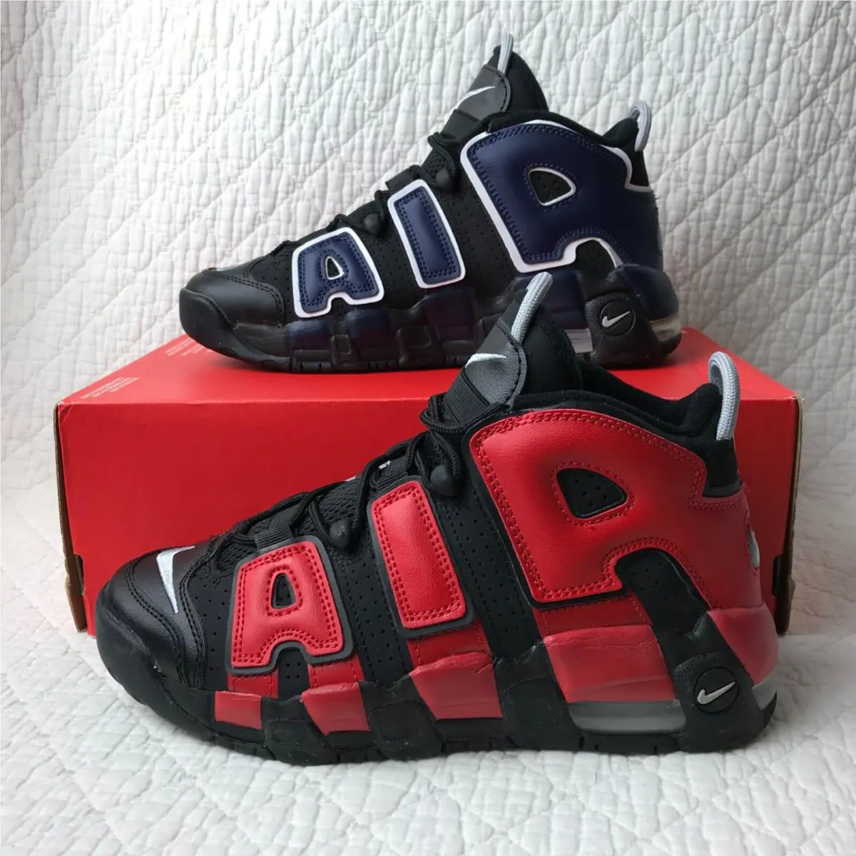 Nike shoes - Nike Air More Uptempo GS - Black/University Red 1
