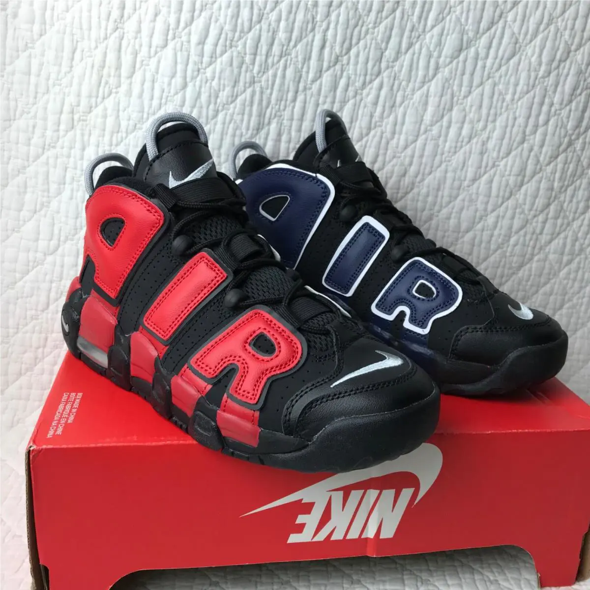 Nike shoes - Nike Air More Uptempo GS - Black/University Red 7