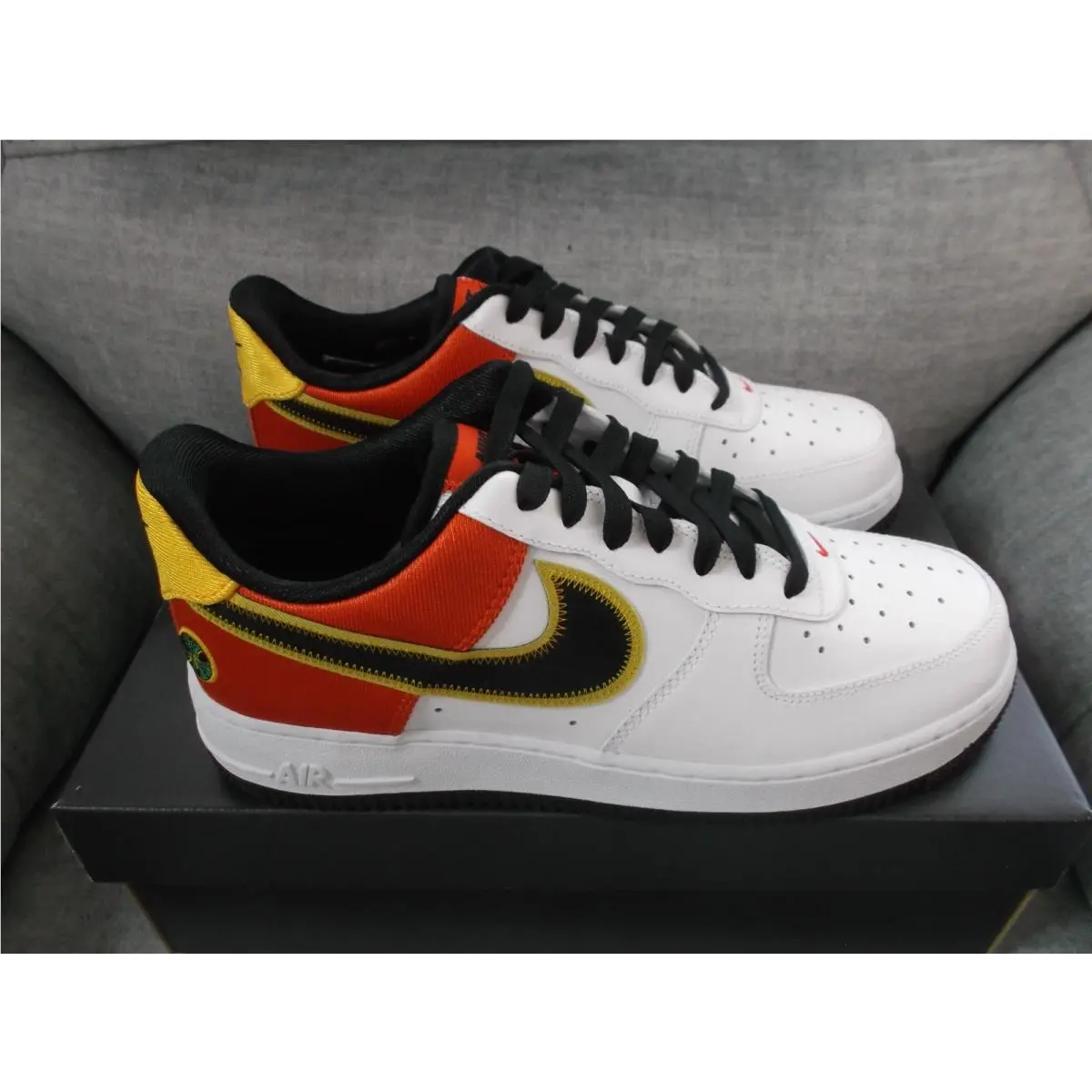 Nike Air Force 1 `07 LV8 White-black-orange Flash Rayguns Size 7 CU8070-100