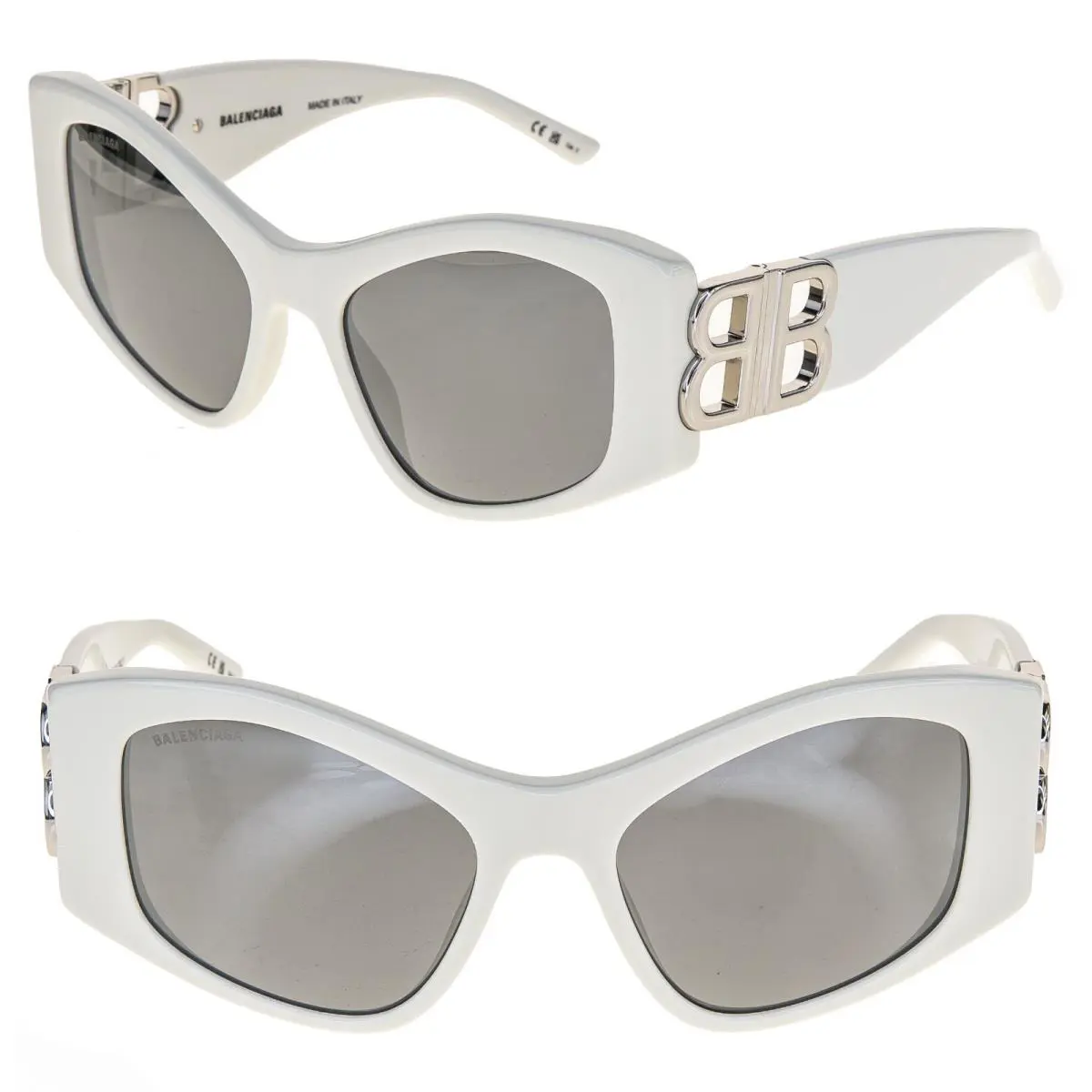 Balenciaga BB0287S Dynasty XL 0287 White Fashion Geometric Unisex Sunglasses 006