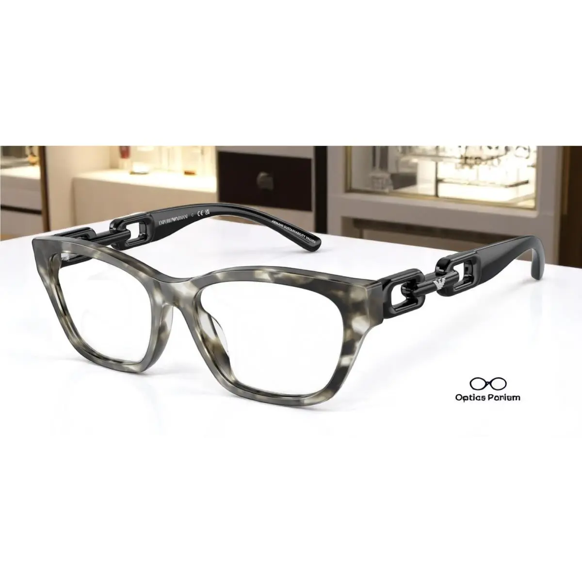Emporio Armani EA3223U 5678 Shiny Grey Havana Demo Lens 54 mm Women`s Eyeglasses