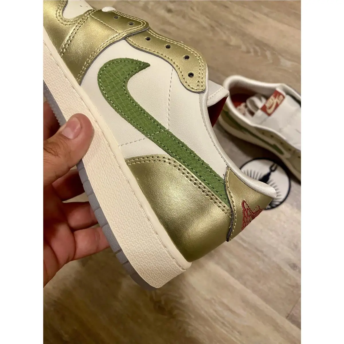 Nike shoes - Air Jordan 1 Low OG - FQ6593-100 - Sail/Oil Green/Metallic Gold Grain/Saturn Gold/Cedar (UPC: 196977555282) 1