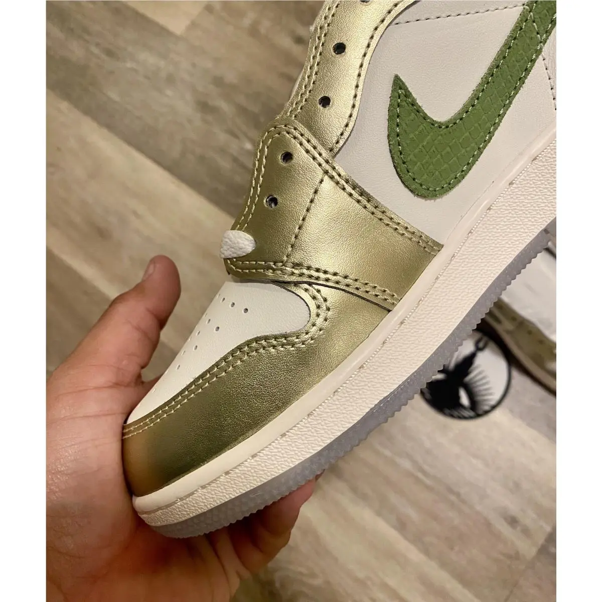 Nike shoes - Air Jordan 1 Low OG - FQ6593-100 - Sail/Oil Green/Metallic Gold Grain/Saturn Gold/Cedar (UPC: 196977555282) 2