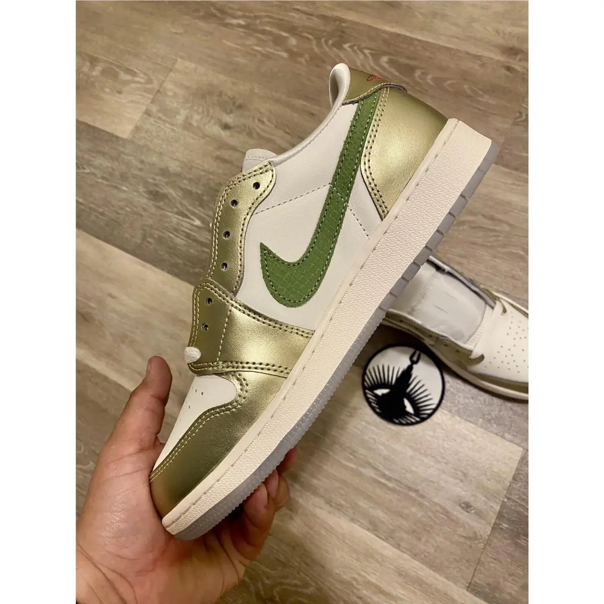 Nike shoes - Air Jordan 1 Low OG - FQ6593-100 - Sail/Oil Green/Metallic Gold Grain/Saturn Gold/Cedar (UPC: 196977555282) 3