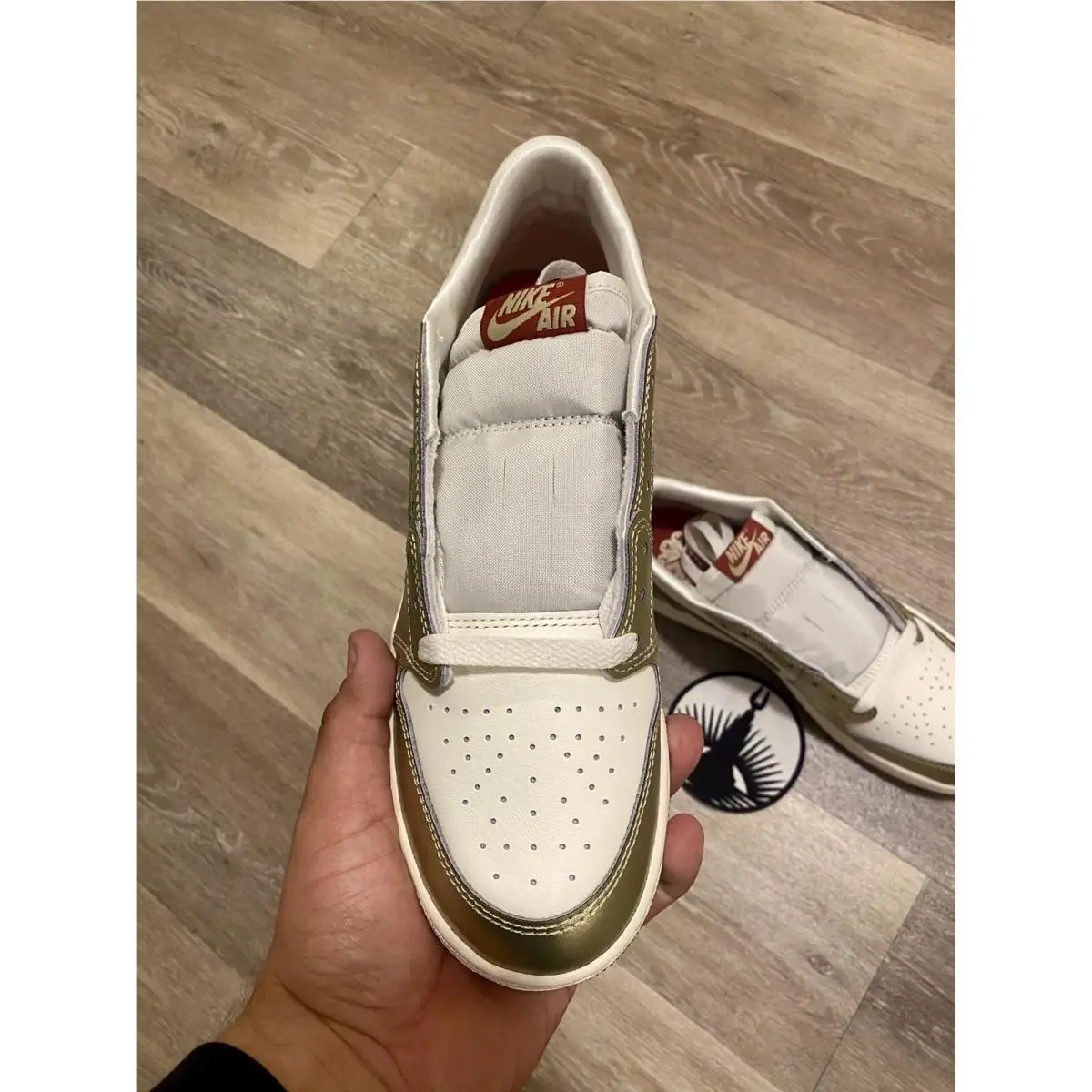 Nike shoes - Air Jordan 1 Low OG - FQ6593-100 - Sail/Oil Green/Metallic Gold Grain/Saturn Gold/Cedar (UPC: 196977555282) 4