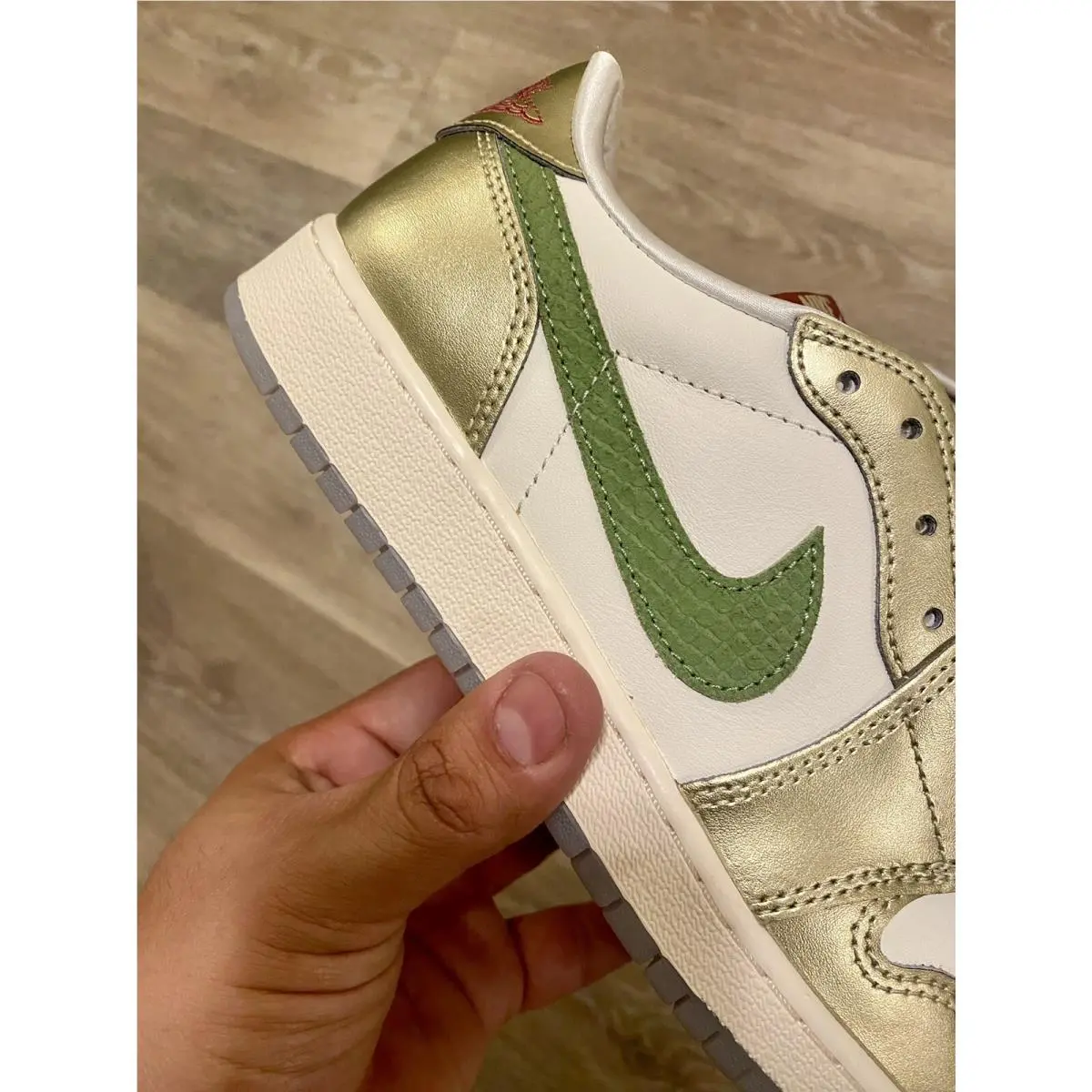Nike shoes - Air Jordan 1 Low OG - FQ6593-100 - Sail/Oil Green/Metallic Gold Grain/Saturn Gold/Cedar (UPC: 196977555282) 7