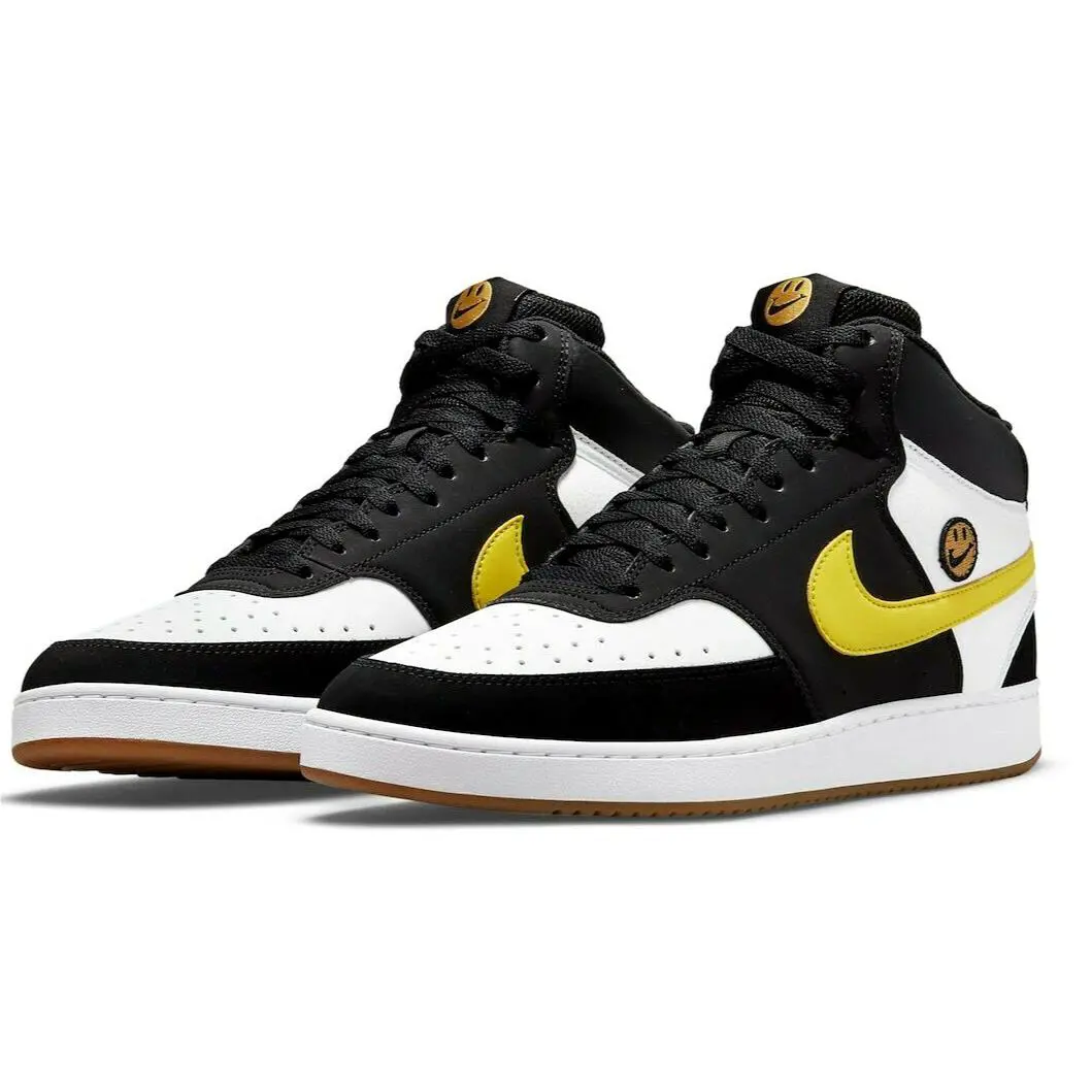 Nike Court Vision Mid Basketball Sneaker Lace Men Shoes White/black Size 12 - Black / White Extra Smile