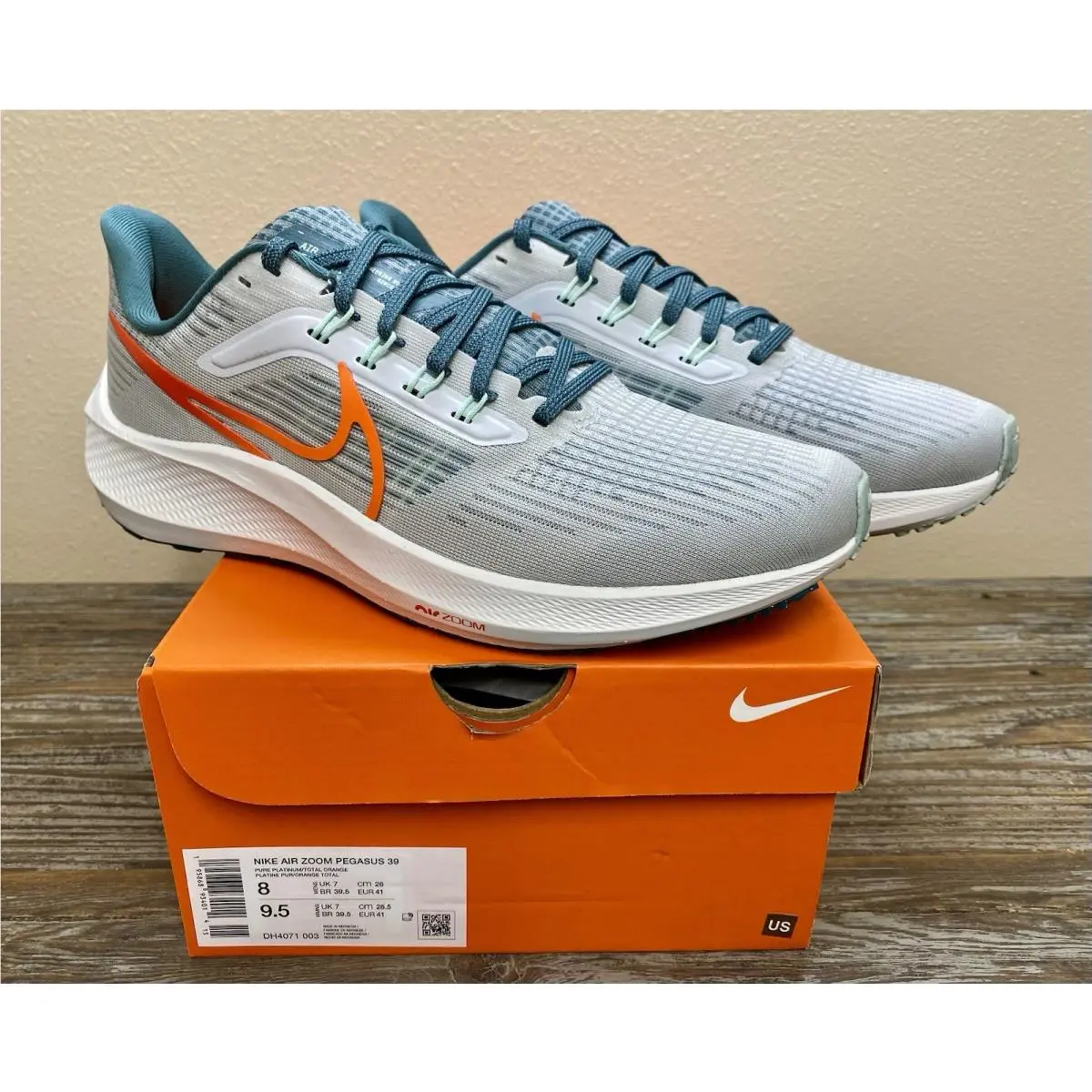 Nike Air Zoom Pegasus 39 Platinum Running Shoes DH4071-003 Size 8 / Wmn`s 9.5
