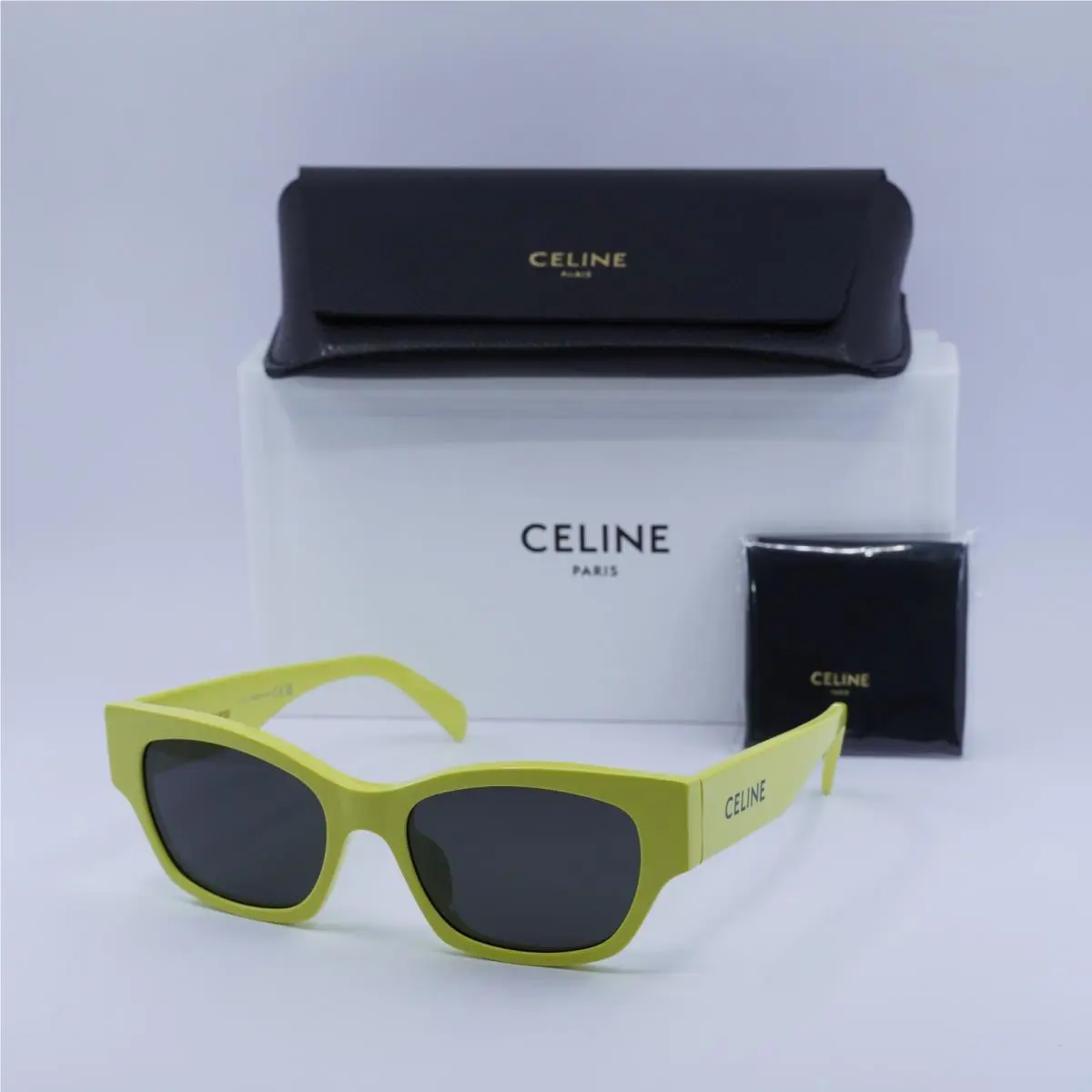 Celine CL40197U 93A Shiny Lime/smoke 54-18-145 Sunglasses