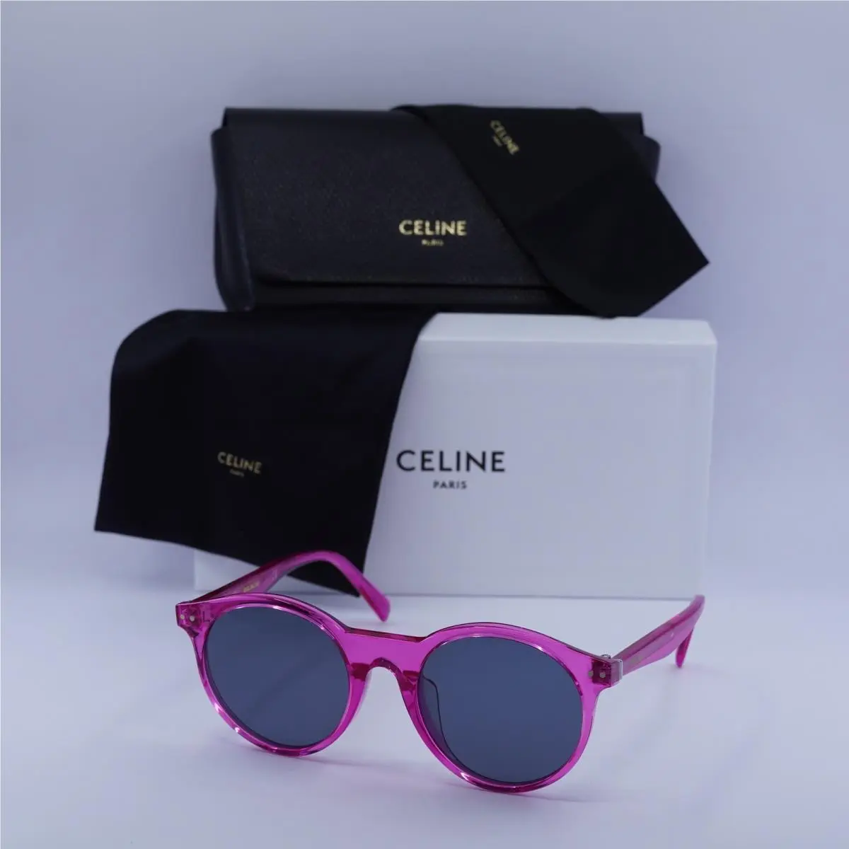 Celine CL40010U 75V Transparent Fuchsia/grey 50-20-145 Sunglasses