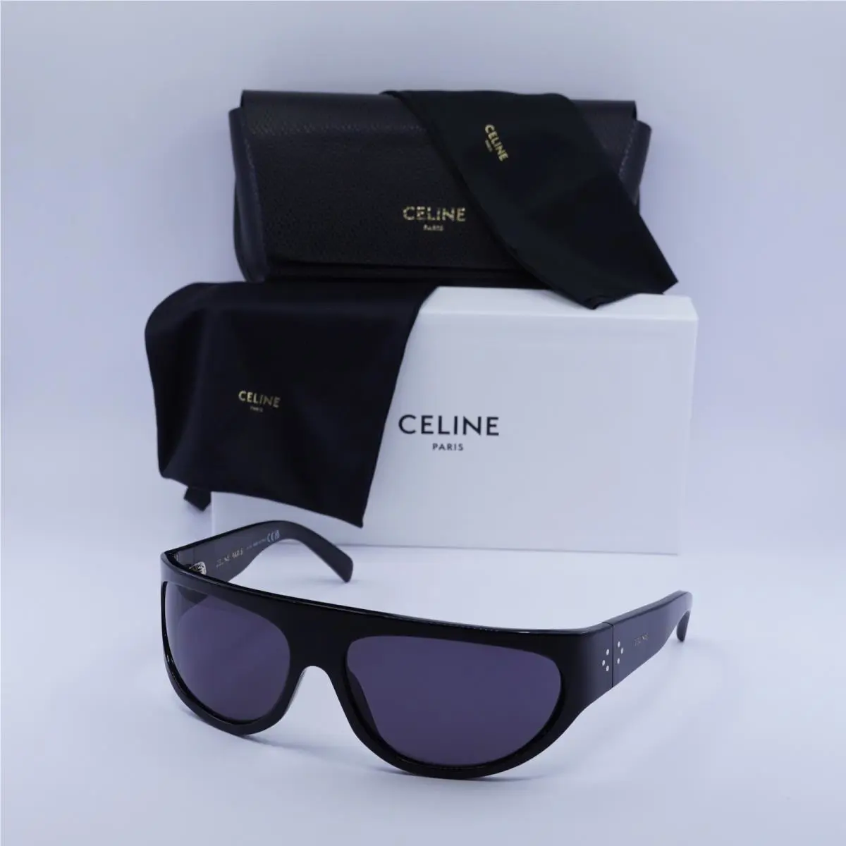 Celine CL40272I 01A Shiny Black/smoke 64-16-115 Sunglasses