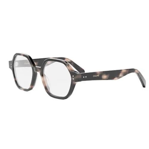 Celine Thin CL50142I 055 Shiny Havana/clear Organic Geometric Women`s Eyeglasses