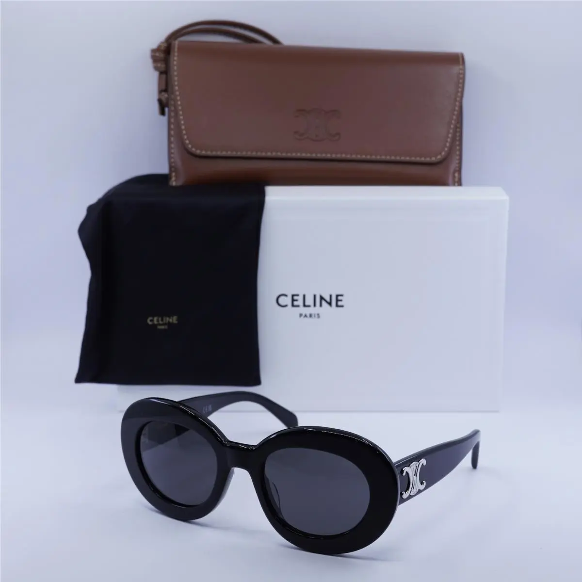 Celine CL40312U Triomphe 01A Shiny Black/grey 53-22-145 Sunglasses