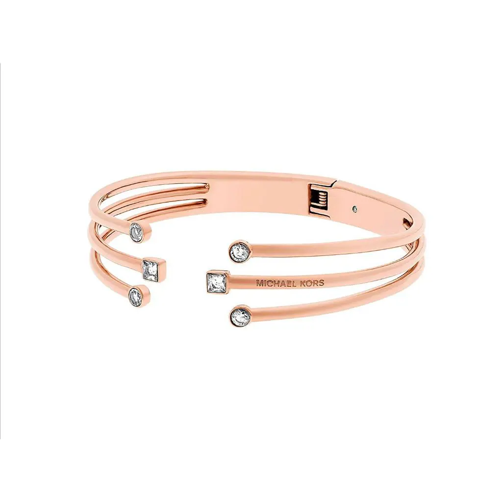 Michael Kors Modern Brilliance Rose Gold Cuff Bracelet Crystals MKJ5992791 + Box