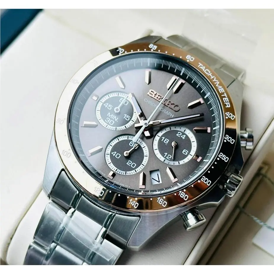 Seiko Spirit SBTR026 Chronograph Brown Dial Stainless Steel Men`s Watch