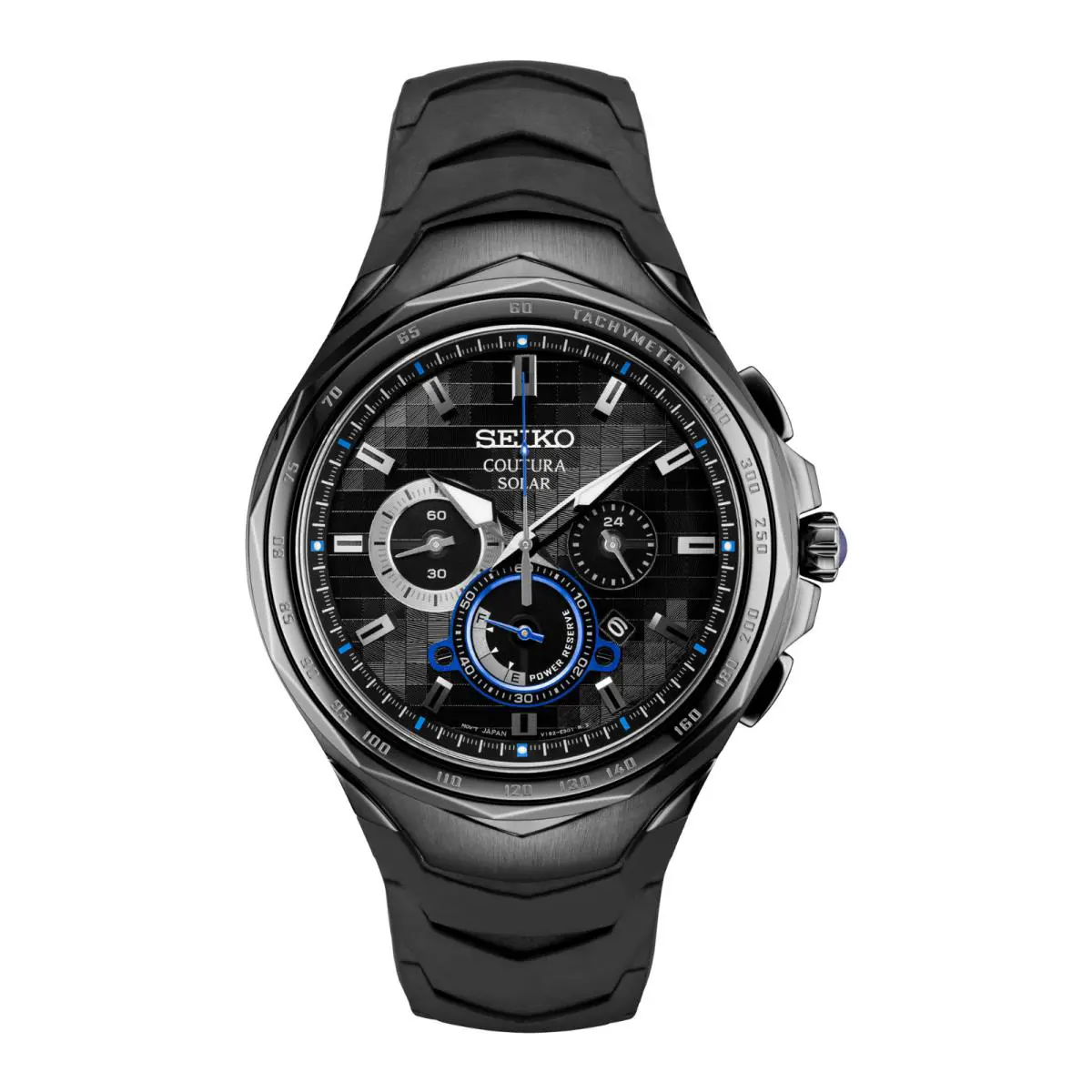 Seiko SSC745 Black Rubber Strap 45mm Case Chronograph Black Dial Watch