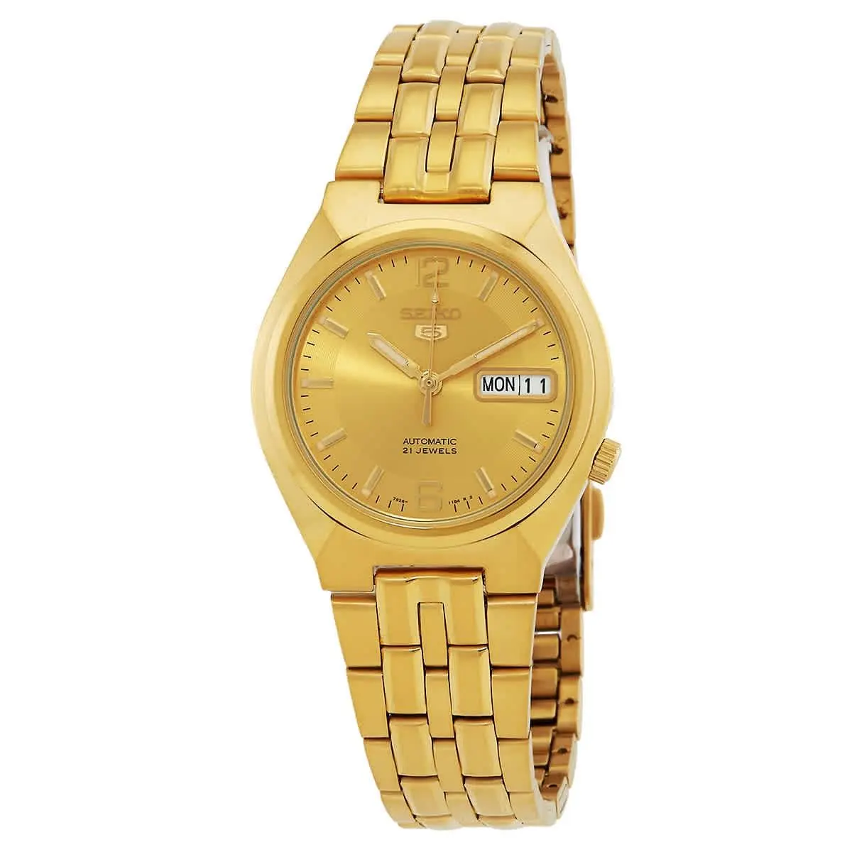 Seiko Series 5 Automatic Gold Dial Men`s Watch SNKL64K1 - Dial: Gold-tone, Band: Gold-tone, Bezel: Gold-tone