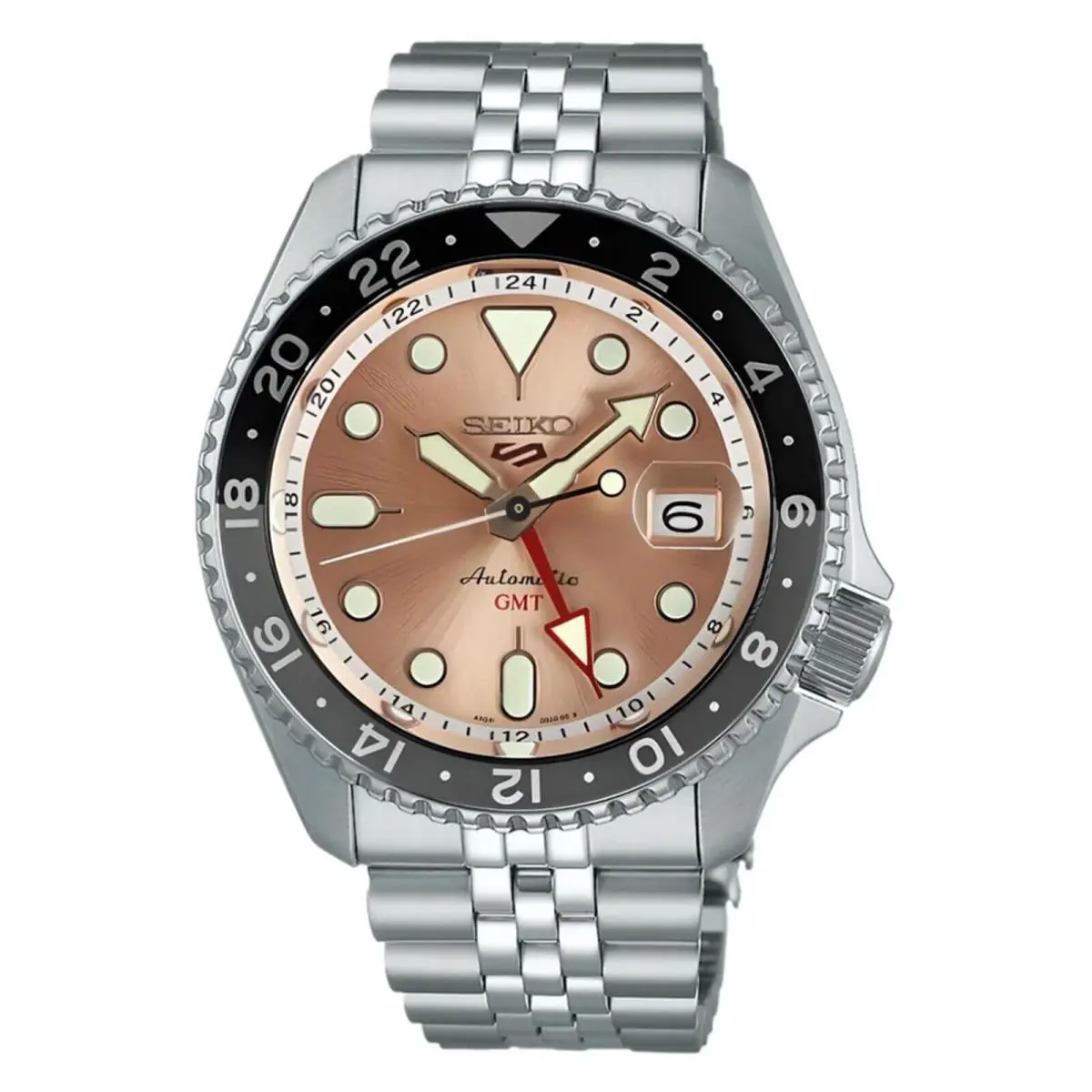 Seiko 5 Sports SSK043 42mm Slam Dunk Salmon Dial Gmt Automatic Watch Limited Ed